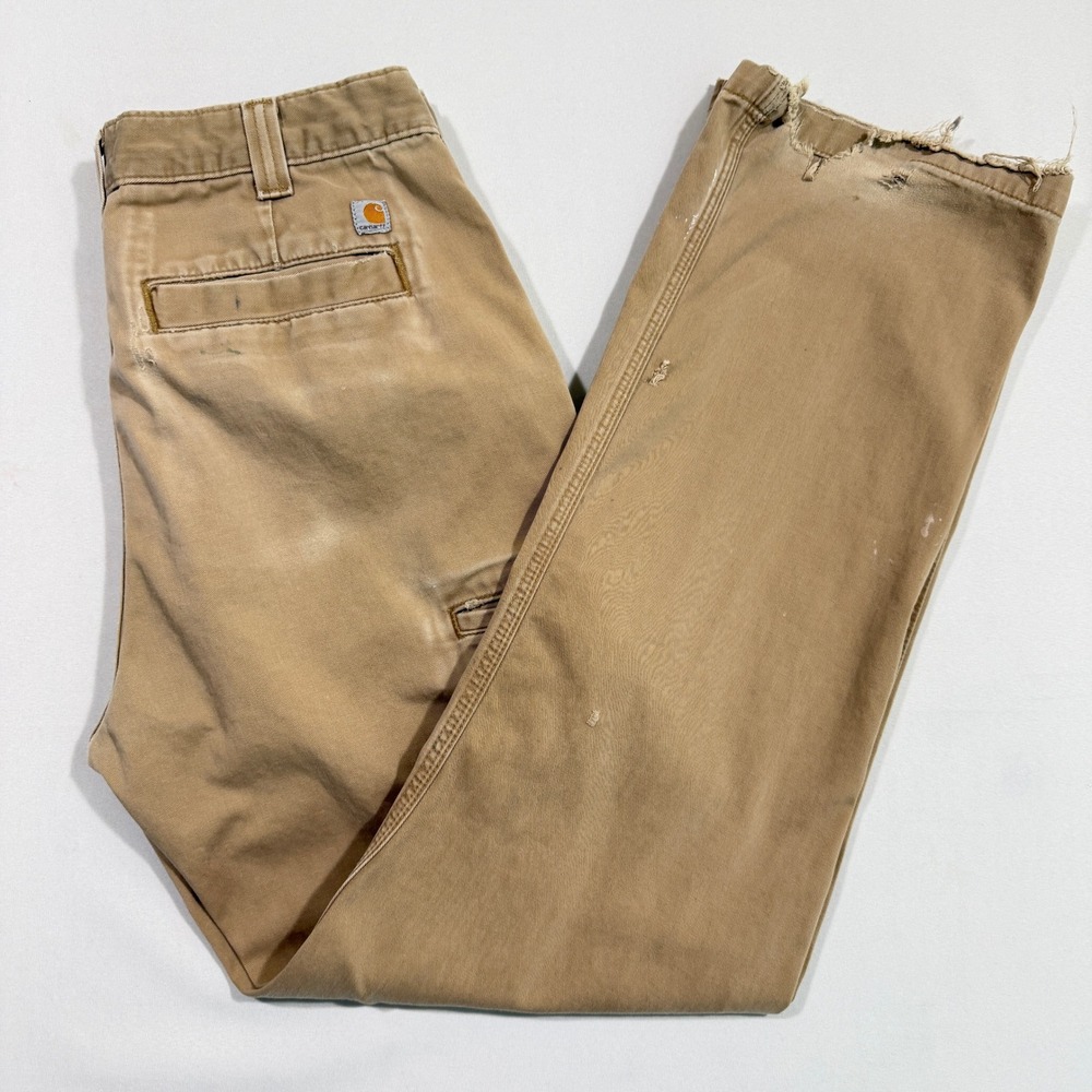 Carhartt Canvas Carpenter Pants Mens 33x32 Distressed Paint Splatter Workwear